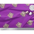 thumbnail image 2 of Soimoi Purple Viscose Chiffon Fabric Text & Owl Bird Printed Craft Fabric by the Yard 42 Inch Wide, 2 of 3