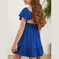 thumbnail image 7 of TQWQT Blue Dresses for Girls Off Shoulder Girls Dresses Size 4-5 Summer Cute Tie Back Dresses Kids Square Neck Party Dress Girls Dresses Tween Girls Clothes, 7 of 7