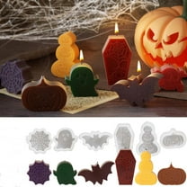 Lwlmwt Halloween Candle Molds for Candle Making,Diy Epoxy Resin Mold,Spider Web,Pumpkin Ghost,Bat Coffin,Halloween Plaster Candle,Silicone Mold,Home Party Decorations