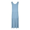 thumbnail image 3 of up to 60% off Gifts Usmixi Formal Dresses for Women Casual Plus Size Loose Flowy Ruffle Swing Tie Strap Long Dresses Round Neck Sleeveless Solid Summer Maxi Dress Blue l, 3 of 6
