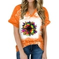 thumbnail image 1 of 2023 Women's Floral Tunic Tops Casual Blouse V Neck Short Sleeve Buttons Up T-Shirts, 1 of 5