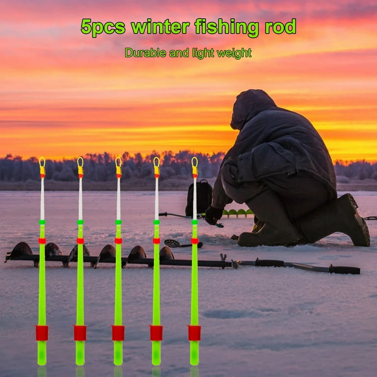5Pcs Ice Fishing Rods Double Layer Ultra-light ABS Extension Pole