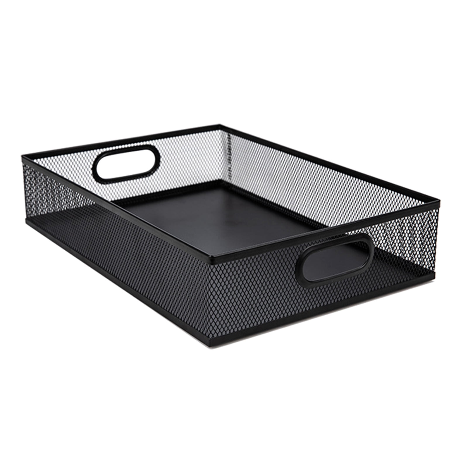 RUISINERY Desk Drawer Organizers Tray Metal Meshes Desktop Storage Tray Office File Organizers with Handle Portable Storage Basket