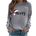 thumbnail image 2 of Nmnitkp Sweatshirt for Women Christmas Printed Comfortable Long Sleeve Round Neck Ladies Sweatshirt Blouse Gray,S, 2 of 4