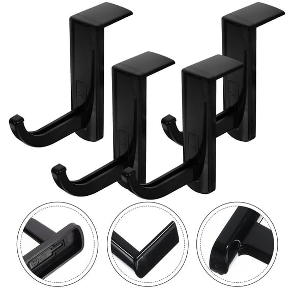 KALLORY 4Pcs Black Plastic Headset Stand for Desk with Headphone Mount for Computer Prevent Scratching General Users