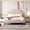 Beige, variant on Full Size Solid and Stable Upholstered Platform Bed with Flower Pattern Velvet Headboard(Bean Paste Red)
