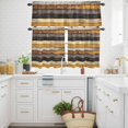 thumbnail image 2 of Farm Gradient Yellow Brown Wood Grain Curtain Tier and Valance Set 3 Piece, Vintage Wood Board 3-inch Rod Pocket Window Tier Curtains Valance for Kitchen Living Room, 2 of 9