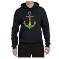 thumbnail image 2 of Trippy Mandala Nautical Colorful Mosaic Anchor | Mens Fashion Hooded Sweatshirt Graphic Hoodie, Black, Small, 2 of 4