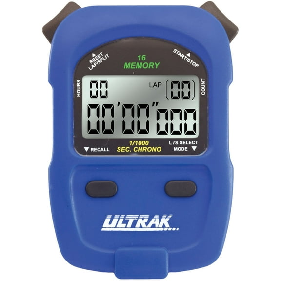 Ultrak 460 - 16 Lap Or Cumulative Split Memory Stopwatch - Blue