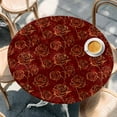 thumbnail image 3 of Red Yellow Roses Table Cloth, Round Fitted Tablecloths with Elastic Edge, Christmas Red Xmas Botanical Wipeable Waterproof Table Cover for Kitchen Wedding 55-60 Inches, 3 of 4