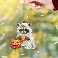 thumbnail image 3 of Lotusprinthandmade Halloween Raccoon and Pumpkin Graphic Custom Shape Star Hologram Ornament 10in, raccoon halloween decor ornament, 3 of 5