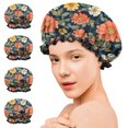 thumbnail image 7 of Shower Caps,Pioneer Flower Floral Print Pattern Waterproof Shower Cap for Women 4 Pieces,Double Reusable Hair Cover for Shower PEVA Elastic Stretch Hem, 7 of 7