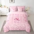 thumbnail image 2 of Castle Fairy Girls Monogrammed Letter 7-Piece Twin Bedding Sets,Sparkling Sequin Crystal Bedding Comforter Set,Pink Bowknot Breathable Sheet Sets,Super Cozy Room Decor, 2 of 8