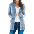 thumbnail image 1 of Women's Cable Knit Long Sleeve Sweater Button Open Front Cardigan Loose Outerwear with Pocket, 1 of 2