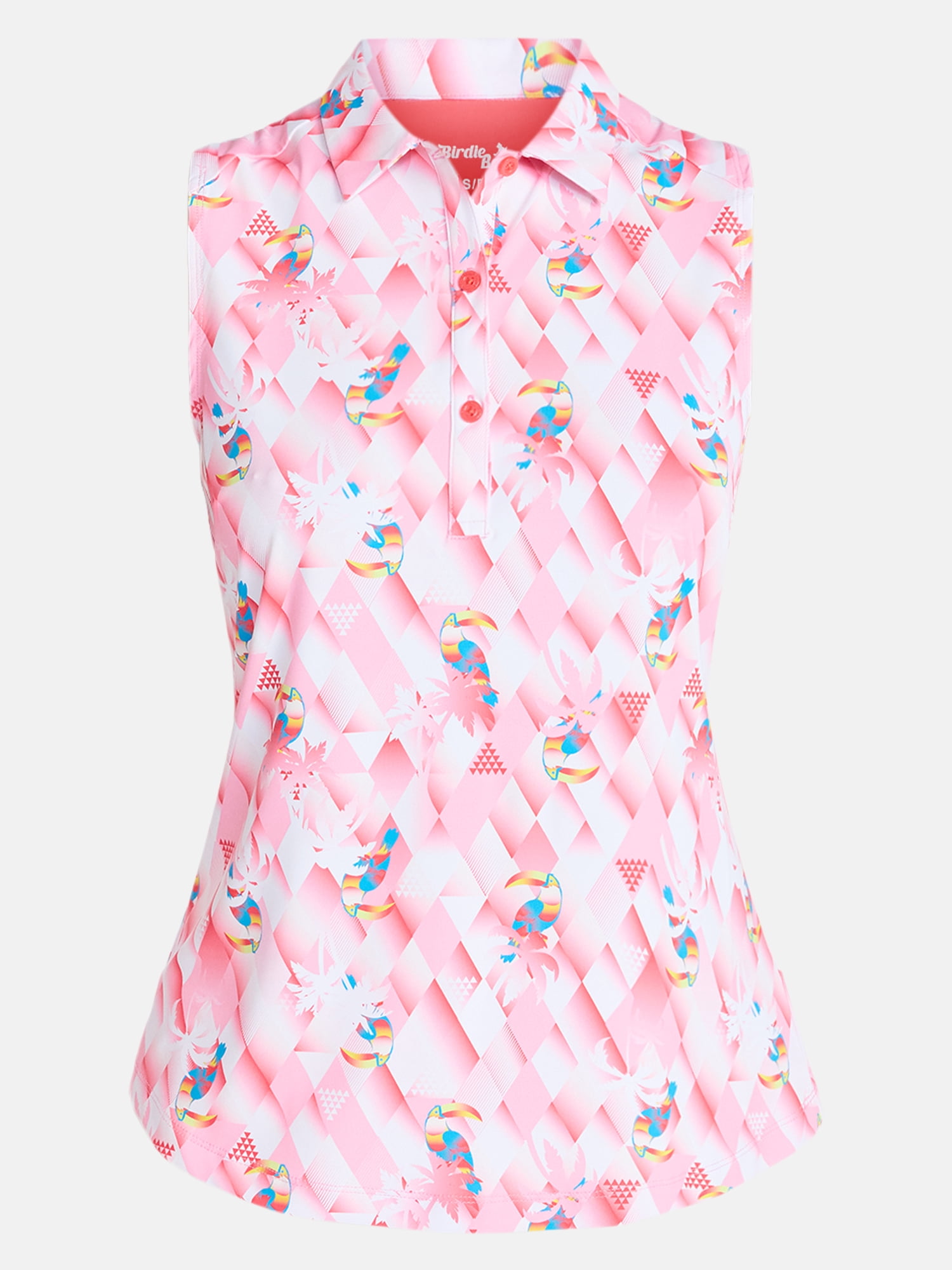 Birdie Bound Women's Gemma Sleeveless Print Golf Polo Shirt with UPF 30+, Sizes XS-XXL