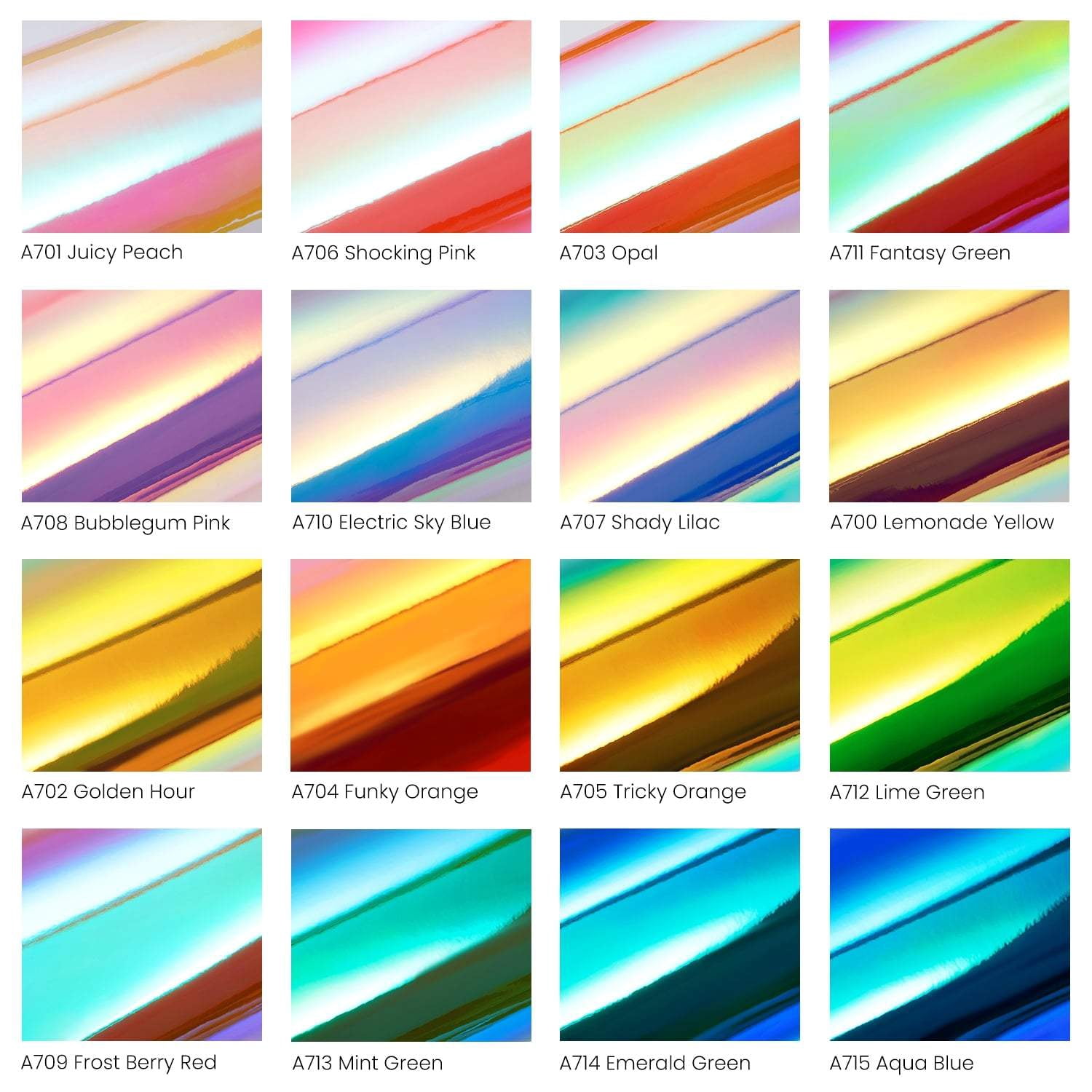 Arteza Self Adhesive Vinyl, Holographic, Assorted Tones, 12"x12" - 16 Pack