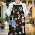 thumbnail image 6 of Brown Mushroom Leaf Black Pattern Apron-Garden Aprons for Women with Pockets-Cotton Linen Waterproof Kitchen Cooking Gardening Aprons Adjustable for Kitchen,Cooking,BBQ and Salon 33x27 Inch, 6 of 7