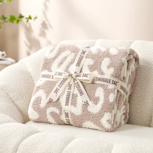Snuggle Sac Beige Leopard Microfiber Throws 90 x90