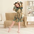 thumbnail image 3 of FORMRS Kids Bathrobe Unisex Hooded Robe Toddler Pajamas Sleepwear, Size 2-3T, Flowers and Dog, 3 of 7
