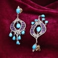 thumbnail image 2 of Natural Turquoise Amethyst,Diamond Gemstone 925 Sterling Silver Earrings, 2 of 4