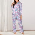 thumbnail image 2 of Balery Tie Dye Conjunto de Pijama con Estampado para Mujer, Conjunto de Dos Piezas con Manga Larga, Ropa de Dormir Suave con Bolsillos, Pijamas Cómodos-Small, 2 of 7
