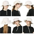 thumbnail image 6 of Womens UPF50+ Cotton Wide Brim Sun Hat with Strap Ladies Summer Floppy Hats Packable Women Washed Fringes Bucket Hat, 6 of 7