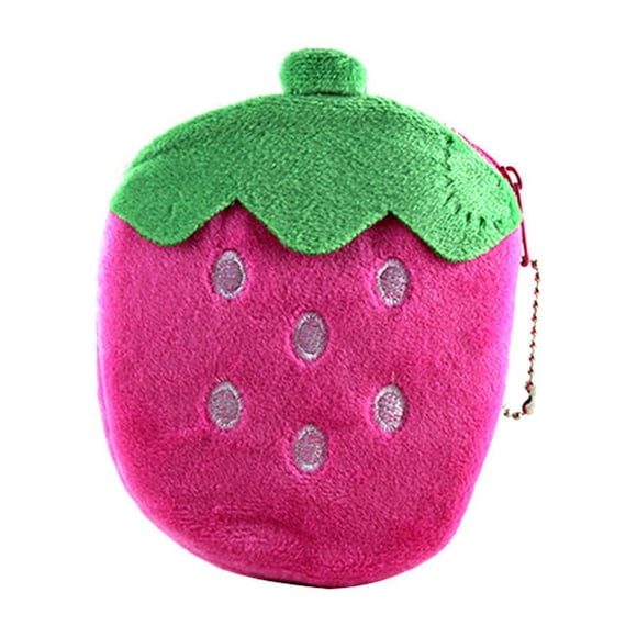 EeaseMX Monedero de peluche con forma de fresa y fruta, minibolso de bolsillo (rosa)
