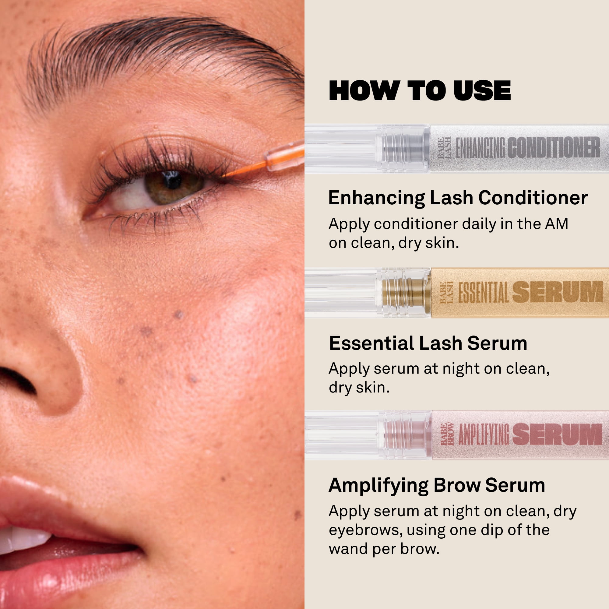 Babe Original Triple Threat Mini Set with Lash & Brow Serum and Conditioner, 6 Week Supply