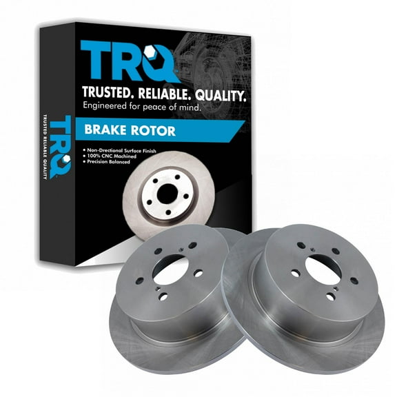 TRQ Rear Brake Rotors Set Solid Fits Select 2005-2009 Subaru Legacy Outback