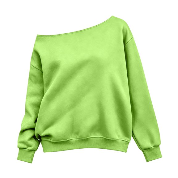 Lullu Girls Off Shoulder Sweatshirt Casual Solid Comfy Long Sleeve Pullover Top,Sizes 3-14