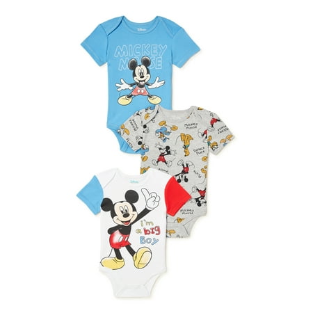 

Disney Mickey Mouse Baby Boy Bodysuits 3-Pack Sizes 0/3-24 Months