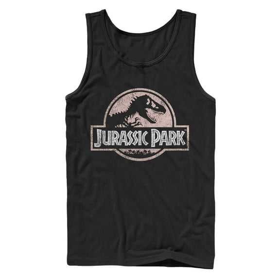 Men's Jurassic Park Dusty Logo  Tank Top Black Small