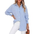 thumbnail image 3 of Fantaslook Striped Button Down Shirts for Women Smocked Cuffed Trendy Blouse Causal Long Sleeve Tops with Pocket, 3 of 9