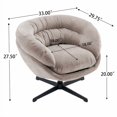 thumbnail image 5 of Silla de oficina de chenilla moderna, silla de acento giratoria de 360 ° con cojín extraíble, silla de oficina redonda, base de metal negro, 5 of 5