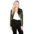 thumbnail image 3 of Fashion Secrets Women`s Collarless Open Front Velvet Bolero Shrug Cardigan Cropped Jacket (X Large, Olive), 3 of 6