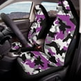 thumbnail image 3 of Binienty Purple and Grey Camo Front Auto Seat Covers 2 Pack Waterproof Thin Car Bucket Seat Covers Easy to Install Anti-Slip Vehicle Interior Seats Protectors for Cars SUV Truck Van, 3 of 8
