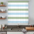 thumbnail image 5 of Sage Green Blue Striped Sheer Curtains 45 Inches Long, Farmhouse Sage Green Stripes Light Filering Curtains, Breathable Simi Curtain Privacy Drapes for Kitchen Bathroom Small Window Treatment, 5 of 9
