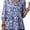 Blue, variant on Women's Floral Print Peplum Blouse - Boho 3/4 Puff Sleeve Tie-Front Top - Casual V-Neck Flowy Summer Tunic Boho Floral Womens Summer Tops