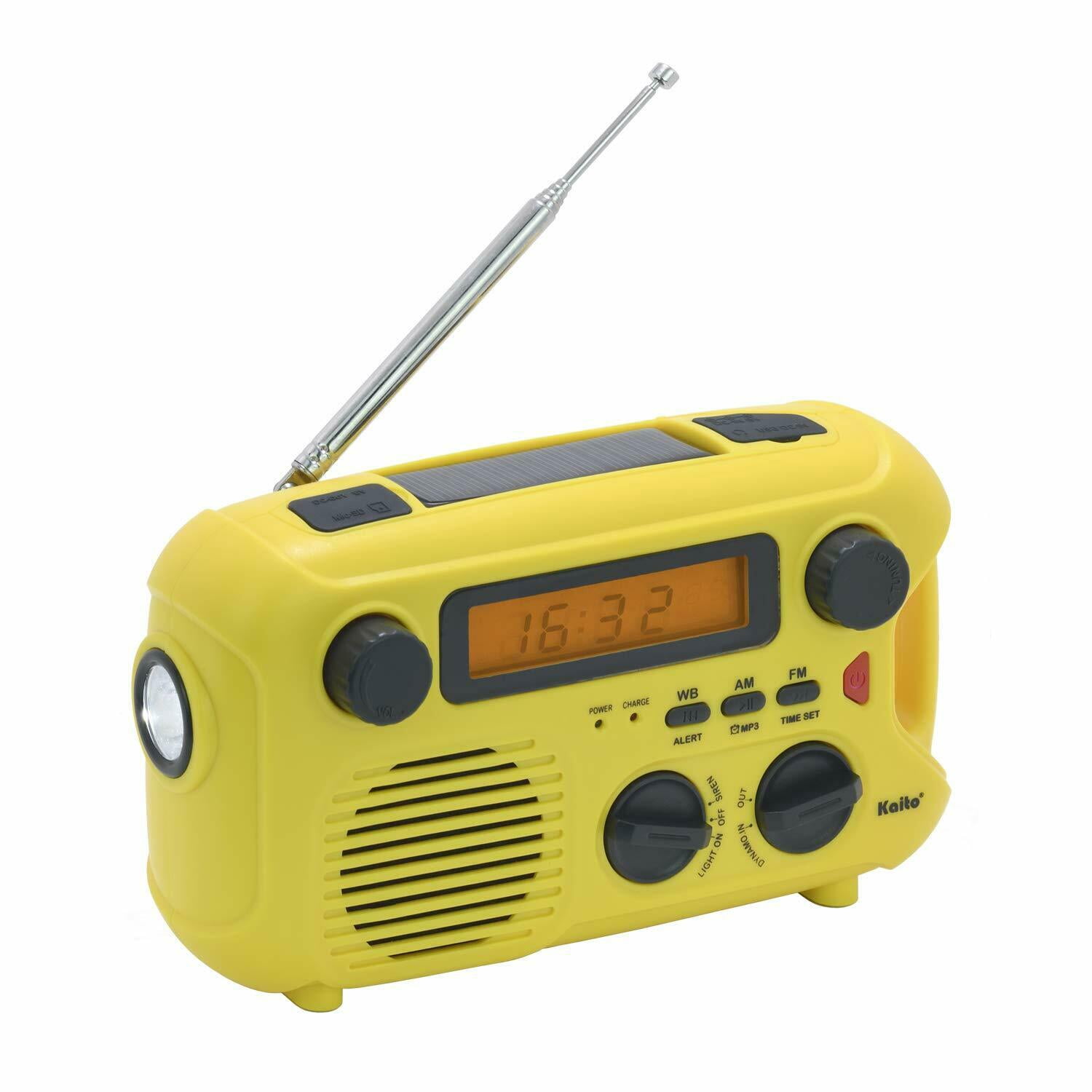 Kaito KA580 Emergency Radio with Solar Dynamo Crank AM FM NOAA Weather Receiver - Yellow