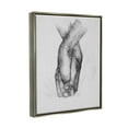 thumbnail image 5 of Stupell Industries Simple Vintage Black & White Hand Holding Illustration Luster Gray Framed Floating Canvas Wall Art, 24x30, by Ros Ruseva, 5 of 5