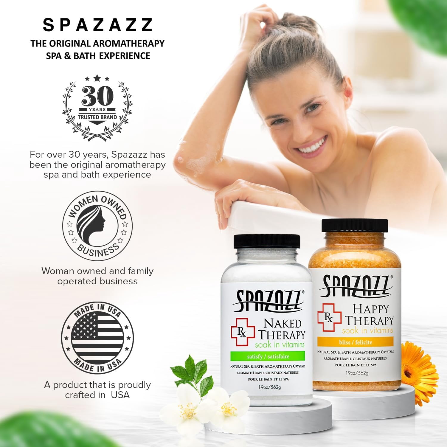Spazazz Aromatherapy Spa and Bath Crystals - Happy Therapy/Naked