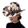 thumbnail image 3 of Byfri Unisex Wide Brim Western Cowboy Hat Adjustable Strap Outdoor Sun Hat 56-58cm, 3 of 7