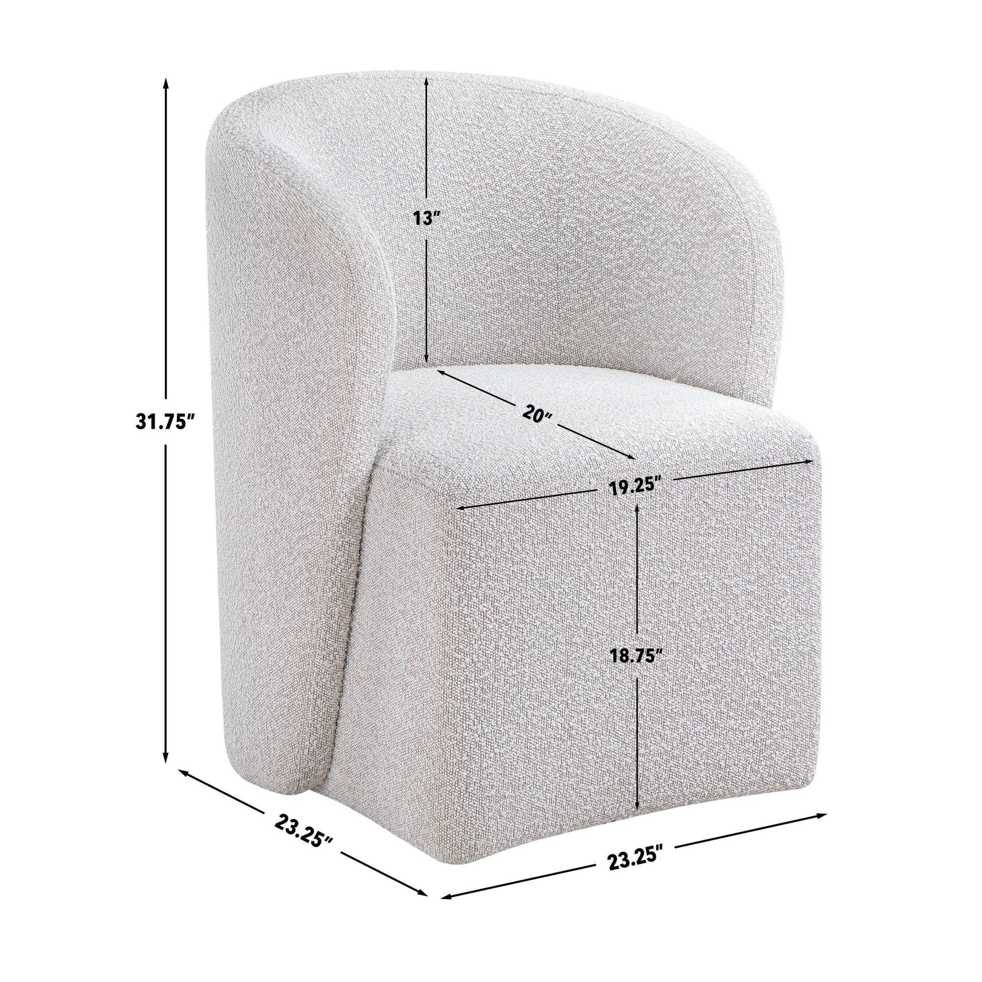 Steve Silver Annie White Cotton Barrel Chair with Casters