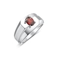 thumbnail image 4 of RYLOS Men's Rings Sterling Silver Ring Classic Solitaire 7X5MM Oval Shape Gemstone Designer Band Garnet January Birthstone Rings For Men Size 11, 4 of 5