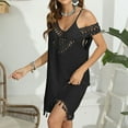 thumbnail image 2 of Lovskoo 2024 Swimsuit Coverup for Women Sleeveless Bathing Suit Bikini Tassels Beach Crochet Loose Hollow Out Coverup Skirt Black Free Size, 2 of 7