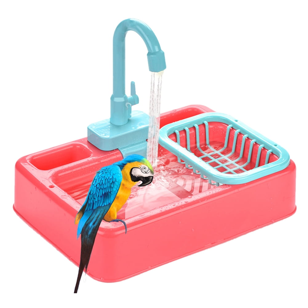 Bird Feeder Parrot Automatic Bathtub SwiMMing Pool Faucet Bird Cage