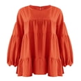 thumbnail image 4 of Pompotops Blouse à Manches Longues Col Rond Lanterne pour Femmes, 4 of 8