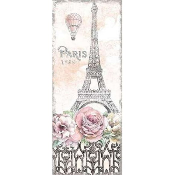 Wild Apple Graphiques PDX22916SMALL Paris Roses Panneau Viii Affiche Imprimée par Beth Grove & 44; 10 x 20 - Petit