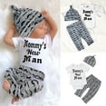 thumbnail image 2 of wsevypo 3Pcs Baby Boy Clothes Mommy's New Man Print Bodysuit Summe Cotton Short Sleeve Romper Moustache Pants+Hat Outfits Set, 2 of 5