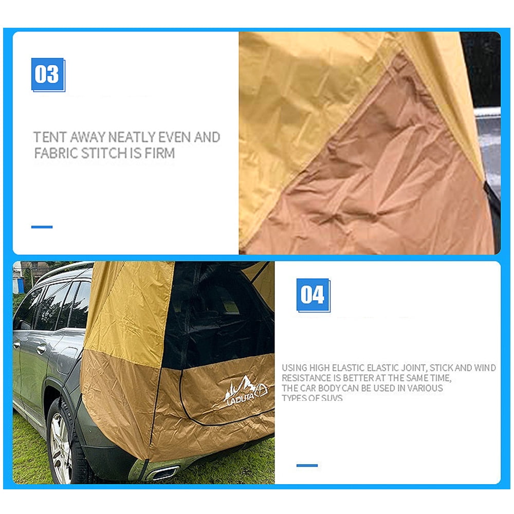 Car Tailgate Tent, Portable Camping Trailer Car Trunk Tent SUV Awning Shelter Canopy Rear Sunshade
